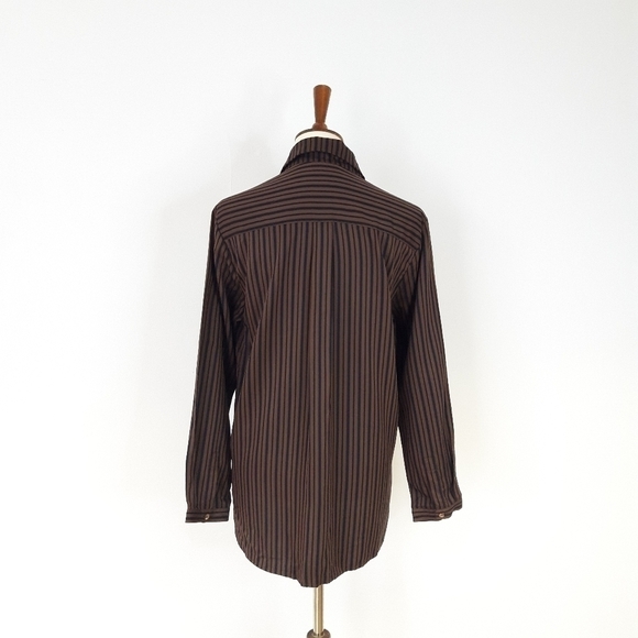 FINAL ⬇️ | Neu Nomads | Button Down Boyfriend Shirt in Brown, Black Stripe - Picture 4 of 7